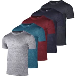 Real Essentials Men's Dry-Fit Performance T-Shirt 5-Pack: $28
