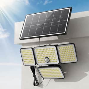 4-Head Motion Sensor Light with Solar Panel: $17