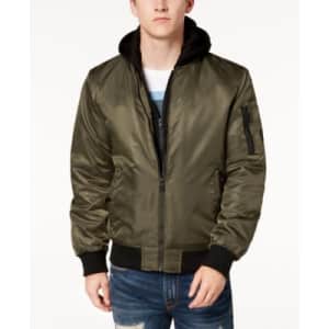 Guess Men's Bomber Jacket w/ Removable Hooded Inset: $58 Guess Men's Bomber Jacket w/ Removable Hooded Inset: $58