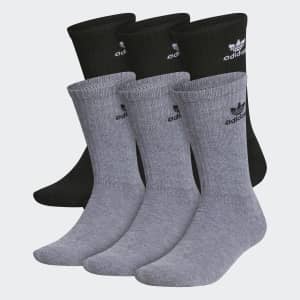 adidas Men's Trefoil Crew Socks 6-Pack: $9