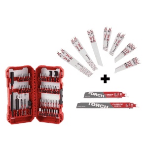 Milwaukee Shockwave 63-Piece Screwdriver Bit and Reciprocating Saw Blade Set: $34.97