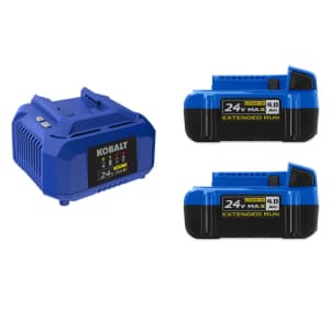Kobalt 24V Lithium-Ion Battery 2-Pack w/ Charger: $149 w/ free tool worth up to $139