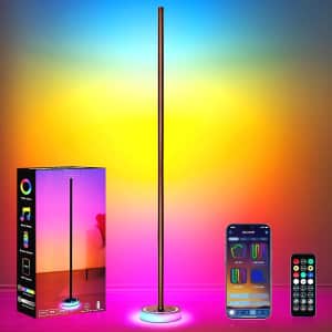 Smart RGBICW Corner Floor Lamp with App & Remote: $24.29