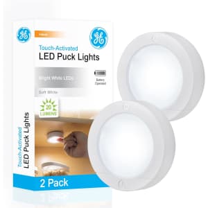 GE Touch-Activated LED Puck Lights 2-Pack: $7.69 w/ Prime