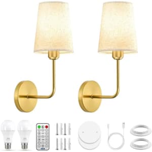 Jesled Battery Operated Wall Sconce 2-Pack: $34.99