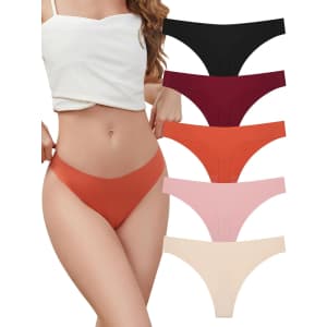 Voenxe Women's Seamless Thong 5-Pack: $6.62