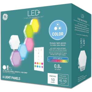 GE LED+ Color Changing LED Hexagon Tile Panels 6-Pack: $41