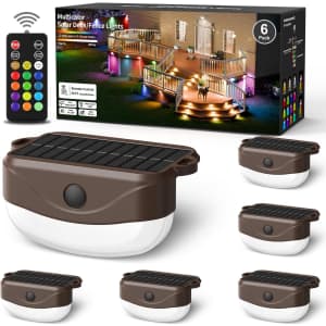 6-Pack Solar Fence Lights with Remote Control: $18.74