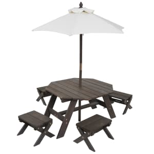 KidKraft Wooden Table and Stool Set with Umbrella for Kids: $139.99