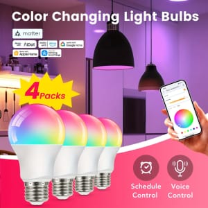 Syvio RGB Color Changing Light Bulbs 4-Pack: $9.98