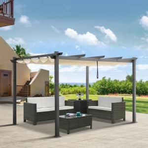 Peak Home Furnishings 13x10-Foot Aluminum Pergola with Canopy: $313