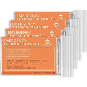 Emergency Mylar Thermal Blankets 4-Pack: $6.99
