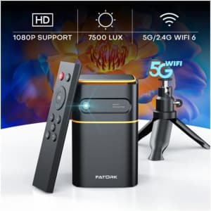 Fatork 1080p Mini Projector with 5G WiFi: $99.60