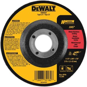 DeWalt 4-1/2" x .045" x 7/8" Thin Cutting Wheel: $1.39
