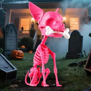 Quntis 15" Pink Skeleton Dog Decoration: $16.79