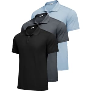 Pinspark Men's Quick Dry Polo Shirt 3-Pack: $18.19