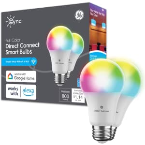 GE CYNC A19 Color-Changing Smart Bulb 2-Pack: $9.99
