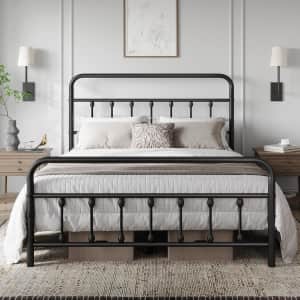 Yaheetech Queen Classic Metal Platform Bed Frame: $99