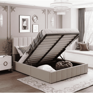Queen Platform Bed with Hydraulic Storage System: $279.62