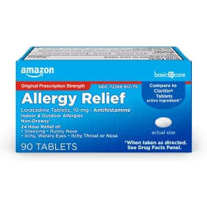 Amazon Basic Care 90-Count Allergy Relief Loratadine Tablets: $9.96 via Subscribe & Save