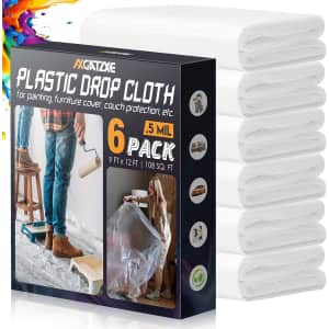 12x9-Foot Plastic Drop Cloths 6-Pack: $9.47