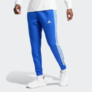 adidas Men's Essentials Fleece 3-Stripes Tapered Cuff Pants: $11.04