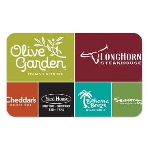 $10 Darden Restaurants Gift Card: 25% off