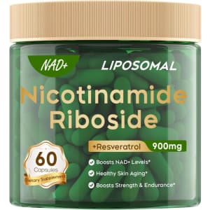 900mg NAD Nicotinamide Riboside +Resveratrol 60-Capsule Bottle: $11.89