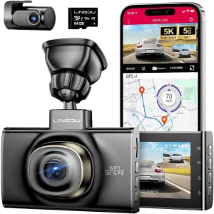 Lingdu LD02 5K WiFi Front & Rear Dash Cam w/ 64GB Card: $29.99
