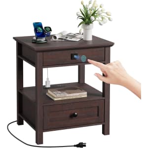 Rresyet Nightstand w/ Fingerprint Lock & Charging Station: $48.71