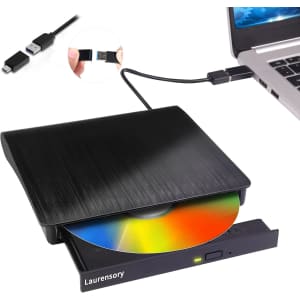 Laurensory USB-C Portable DVD Drive: $9.99