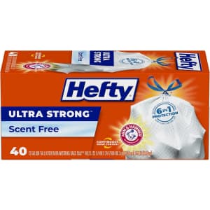Hefty Ultra Strong 13-Gallon Trash Bags 40-Count: $8 via Sub & Save Hefty Ultra Strong 13-Gallon Trash Bags 40-Count: $8 via Sub & Save