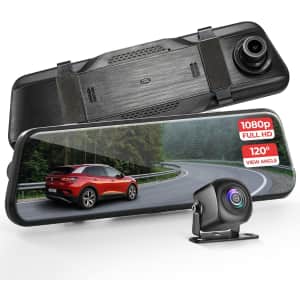 Pyle Dual 1080p Dash Cam Rearview Mirror: $70