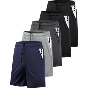 Men's Athletic Gym Shorts 5-Pack (L only): $19.99