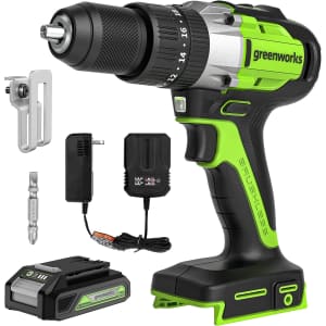 Greenworks 24V Brushless 1/2" Hammer Drill w/ Battery, Charger: $44