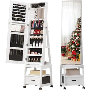 GarveeHome 66" 360° Swivel Mirrored Standing Jewelry Cabinet: $82.79