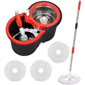 Spin Mop Bucket Set w/ Pole and 3 Heads: $16.49