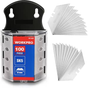 WorkPro Utility Knife Blades 100-Pack w/ Dispenser: $9.49