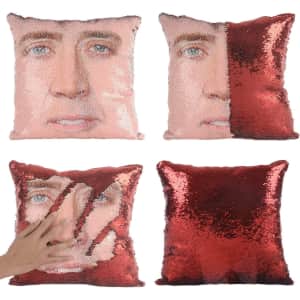 Nicolas Cage Sequin Pillow: $9.99 w/ Prime