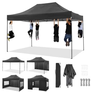 10x15-Foot Heavy Duty Pop-Up Tent w/ 4 Sidewalls: $121
