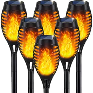 Solar Torch Light with Flickering Flame 6-Pack: $26 w/ Prime