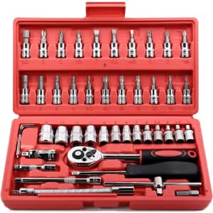Egofine 46-Piece 1/4" Drive Socket Ratchet Wrench Set: $14 Egofine 46-Piece 1/4" Drive Socket Ratchet Wrench Set: $14