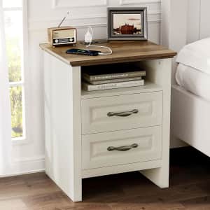Pipishell Farmhouse Night Stand w/ Charging Station: $40 in cart
