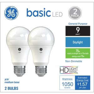 GE Basic A19 LED Light Bulb 2-Pack: $4.59