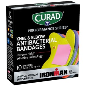 Curad Performance Series Ironman 3" x 3" Antibacterial Knee & Elbow Bandages 10-Pack: $2.97
