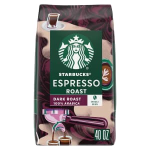 Starbucks Whole Bean Coffee 40-oz. Bag: $11 via Sub & Save Starbucks Whole Bean Coffee 40-oz. Bag: $11 via Sub & Save