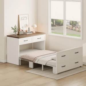 Lark Manor Stylish Minimalist Murphy Bed Cabinet w/ Mattress: $340