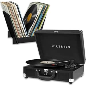 Victrola Journey+ Bluetooth Suitcase Record Player w/ Record Stand: $34.99