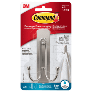 Command Large Double Bathroom Wall Hook: $6