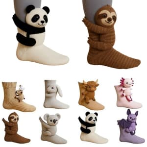 3D Animal Socks: 2 Pairs for $9